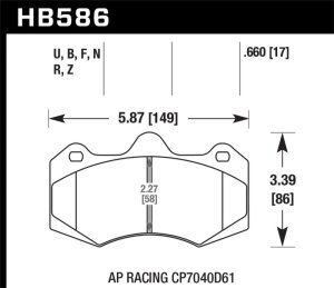 McLaren MP4-12C Base Brake Pad Set - Rear - Hawk Performance - DTC-60 - 2014 McLaren MP4-12C Base Brake Pad Set - Rear - Hawk Performance - DTC-60 - 2014